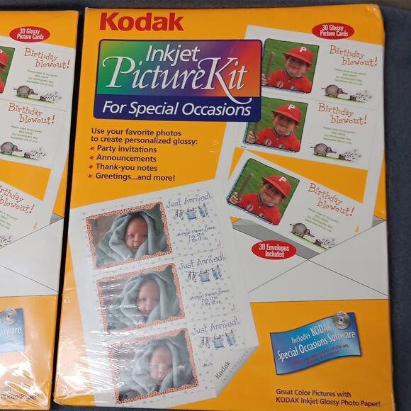 2 New In Package Kodak Inkjet Picture‎ Kit For Special Occasions 60 Glossy Cards - Picture 2 of 14